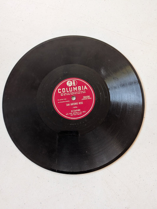 Jo Stafford San Antonio Rose  Vintage 78 RPM Record on Columbia Label