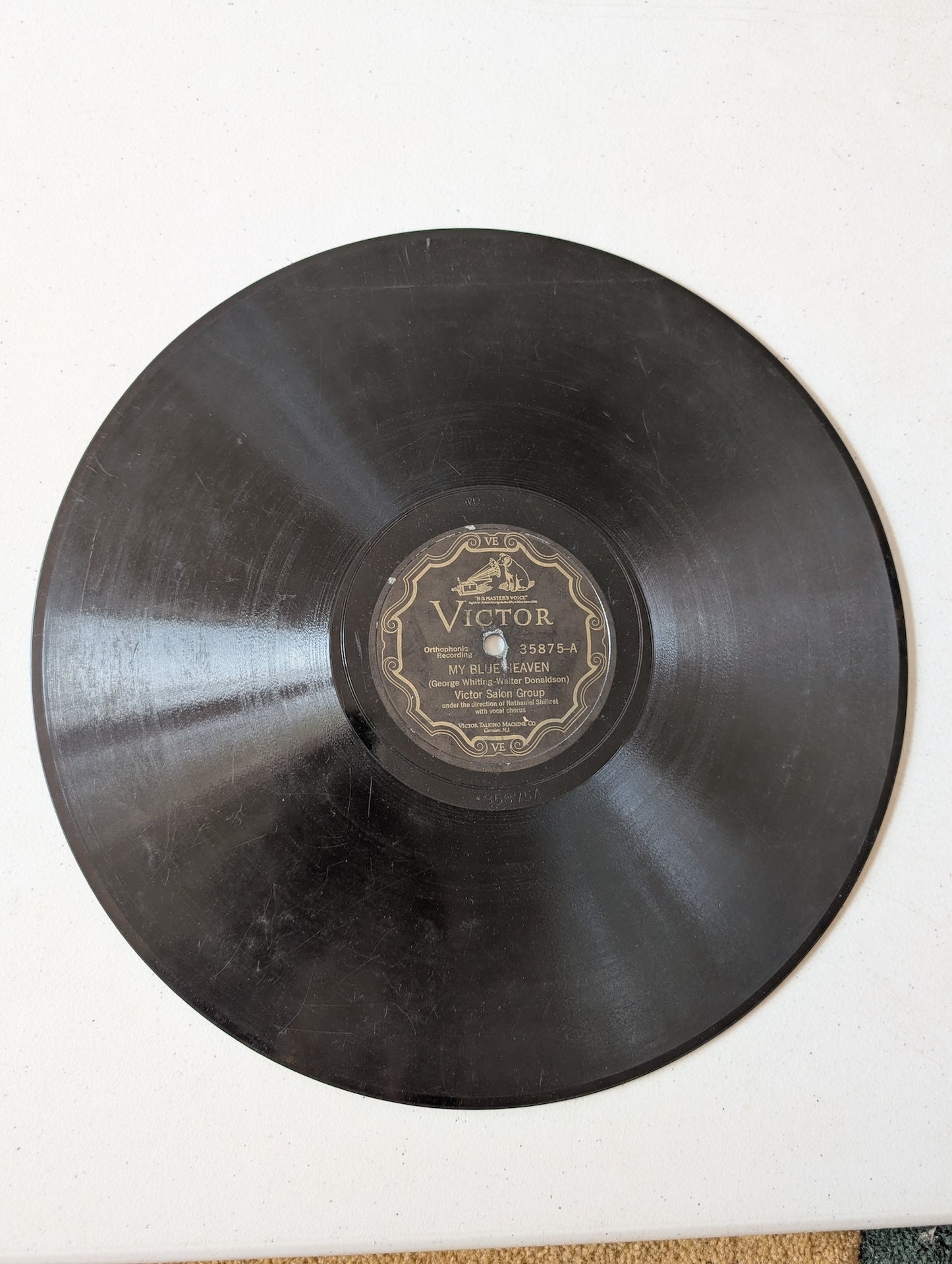 My Blue Heaven by the Victor Salon Group, recorded in 1927. The song was written by Walter Donaldson, with lyrics by George A. Whiting