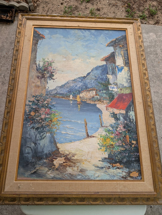 Mediterranean village in the style of Jan Bevort - print