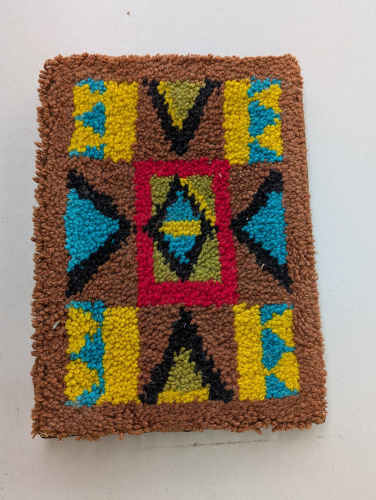 Hand Woven Crochet Tufted Textile Vintage 13"x18"