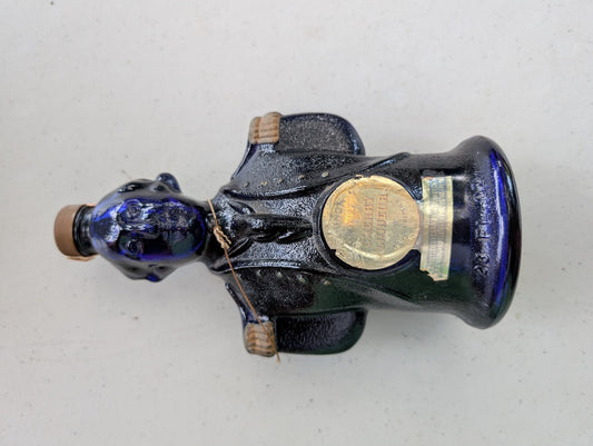 Charles Jacquin Cobalt Blue George Washington Glass Empty Liquor Bottle vintage