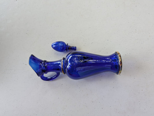 Avon cobalt blue glass cruet with a stopper 1970s vintage