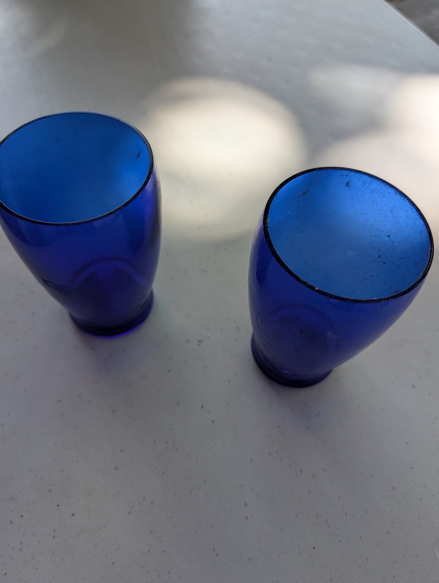 Juice Cup Tumbler Glasses Glassware Cobalt Blue Mid-Century Vintage - set of two