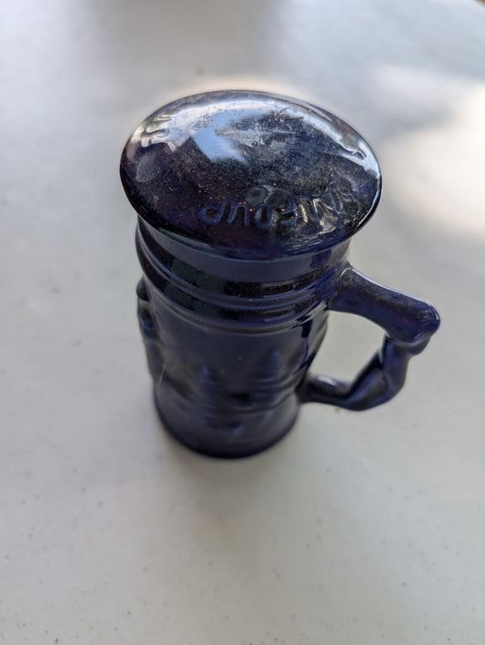 Chimay style beer stein with cover- Cobalt blue Mid-Century Vintage