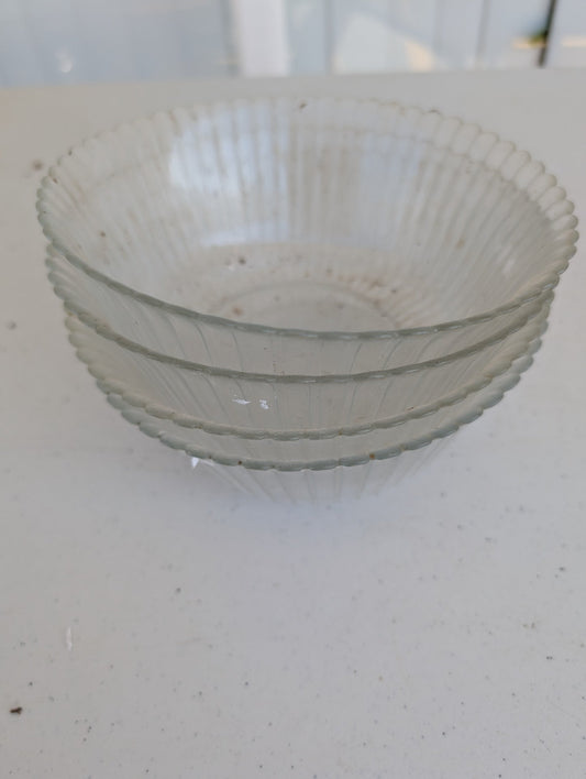 MacBeth-Evans PETALWARE Clear Crystal Depression Glass Bowls - set of 4