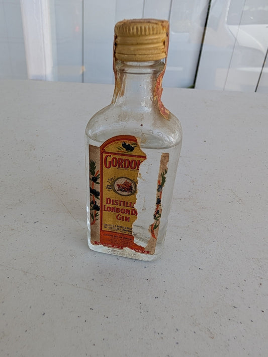 Gordon's London Dry Gin Vintage Small / Mini Liquor / Liqueur EMPTY Bottles with Lid