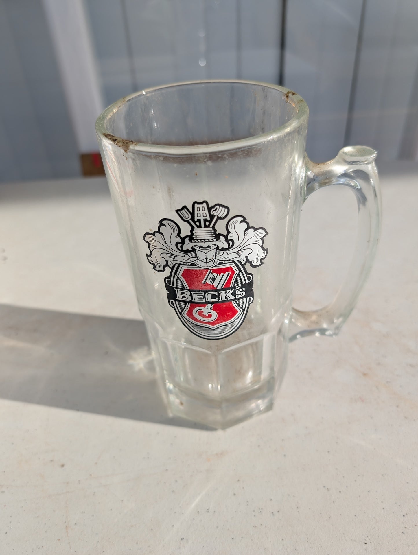 Becks German Beer Extra Large Heavy Glass Stein 8"