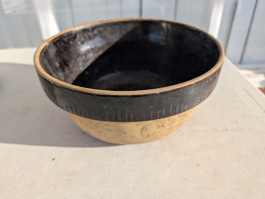 Cook Rite Brown two tone Stoneware mixing primitive baking vintage