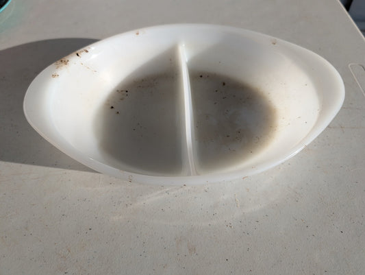 Glasbake Milk Glass vintage Divided Baking Dish