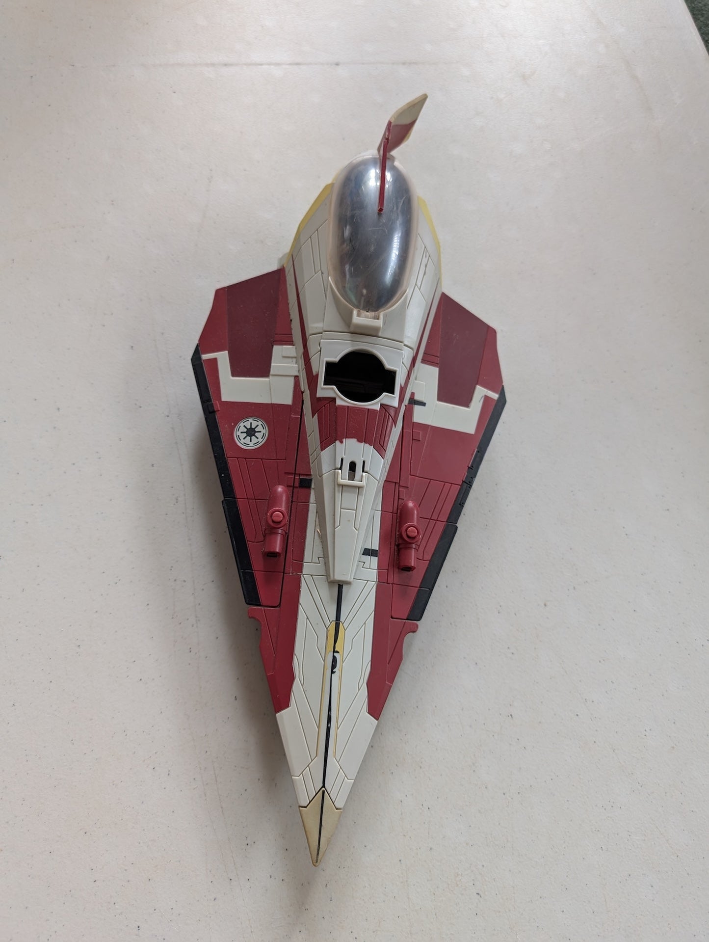 Delta Jedi Star Fighter Star Wars Obi wan Ship, 2008 Hasbro(Vintage, Missing parts/accessories, Collectable, Toy)