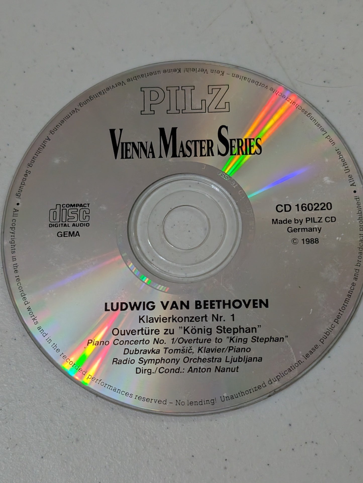 Beethoven, Ludwig Van - Piano Concerto No. 1 / Overture to "King Stephan" (Classical, CD, 1988)