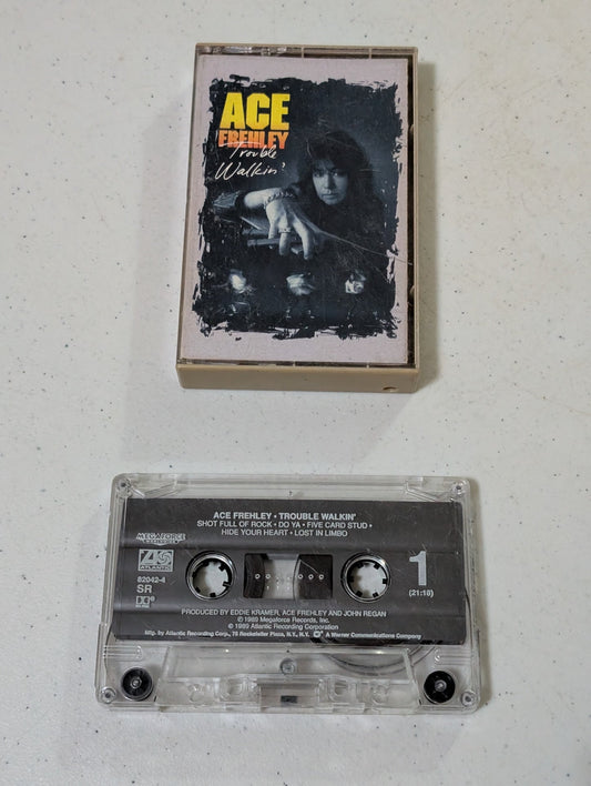 ACE FREHLEY Trouble Walking Cassette Tape 1989 Atlantic Megaforce(Cassette, vintage, out of print)