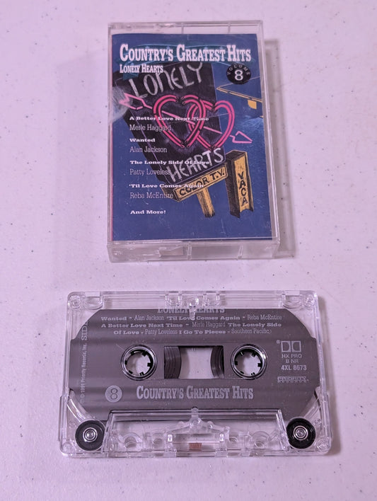 Country's Greatest Hits: Lonely Hearts, Vol. 8, Reba McEntire,Alan Jackson,Merle Haggard(cassette, tape, album, music, vintage, OOP)