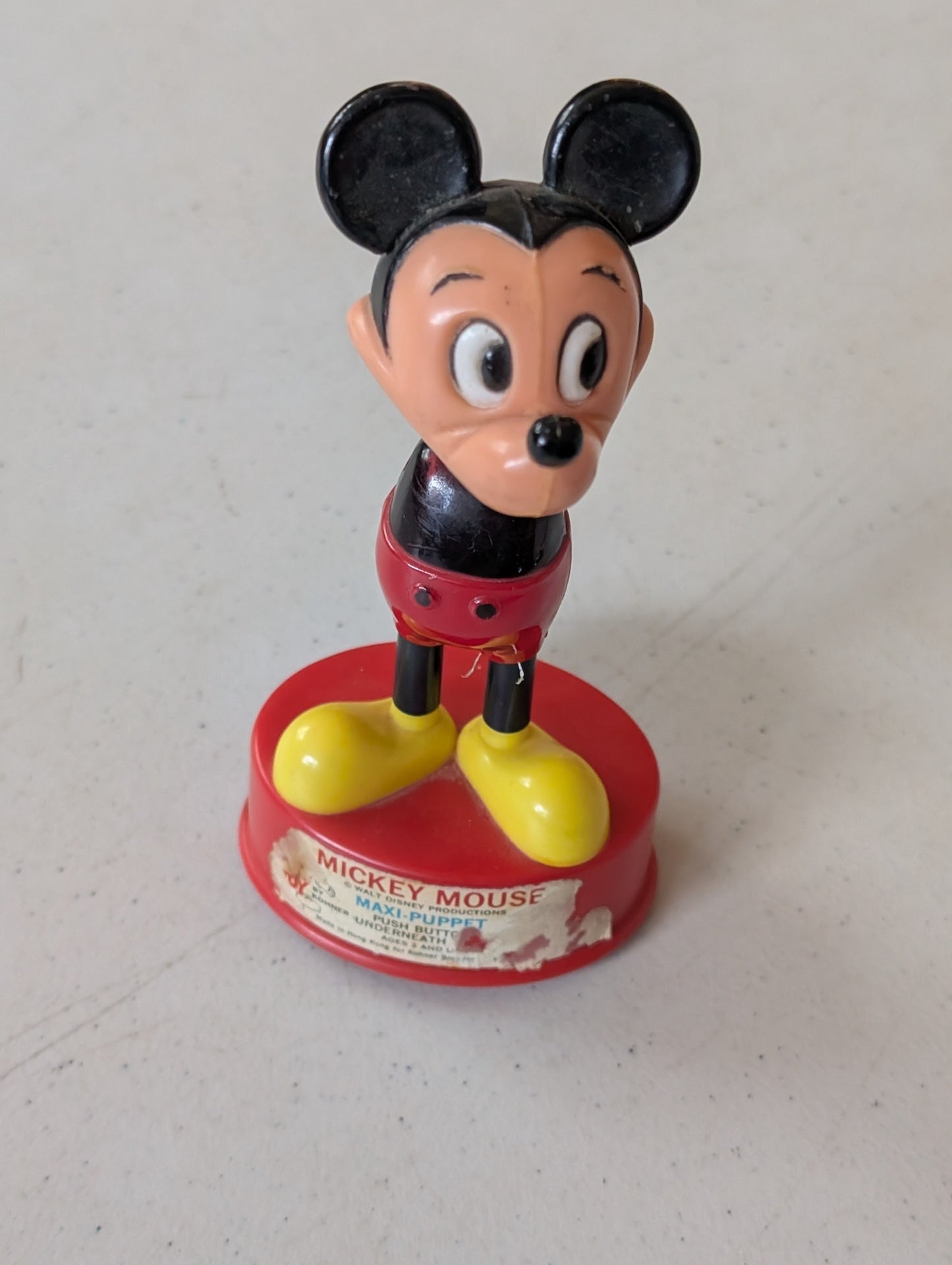 Mickey Mouse Maxi-Puppet Push Button Toy Kohner Bros Disney Figurine - damaged (vintage, collectable, nostalgia, toy)