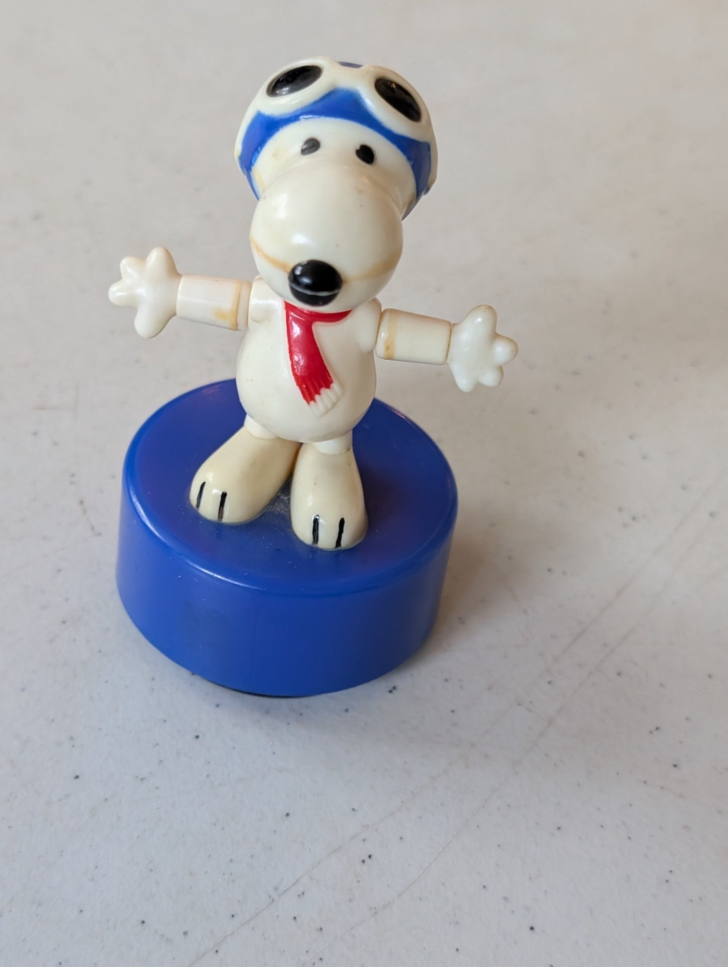 Snoopy Blue Pilot Figure Hong Kong Plastic Charlie Brown(vintage, collectable, nostalgia, toy)