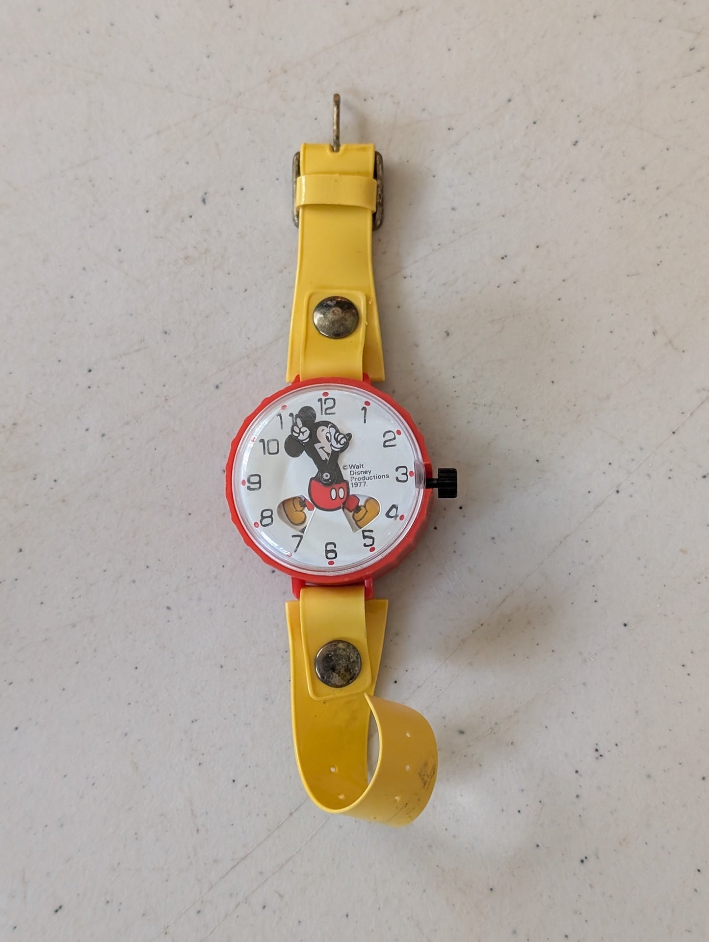 Mickey Mouse Wrist Watch Vintage 1973 Marx Toys Walt Disney Plastic(vintage, collectable, nostalgia, toy)