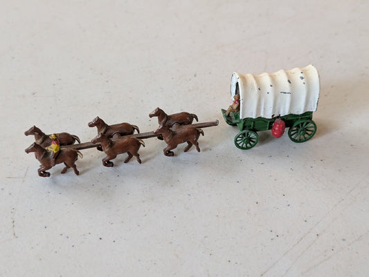 CONESTOGA COVERED WAGON AND HORSE TEAM Moko Lesney Matchbox 1955(vintage, collectable, nostalgia, toy)