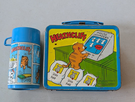 Heathcliff Metal Lunch Box And Thermos Vintage 1982 (vintage, collectable, nostalgia, toy)