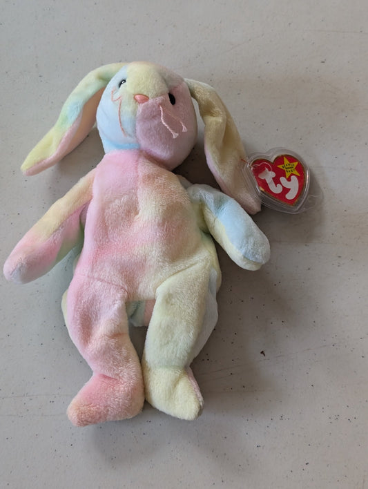 Hippity the Rabbit - Ty Beanie Babies (Pastel Tie-Dye, 1996, Plush Toy)