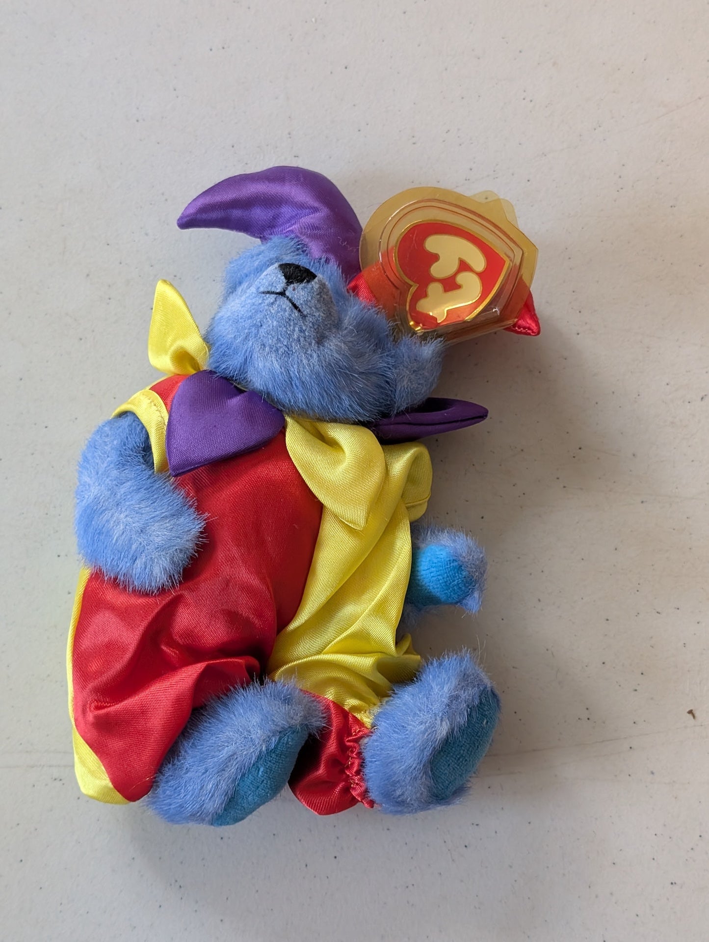 Jester the Bear - Ty Beanie Babies (Blue, Purple, Yellow, Red, 2001, Plush Toy)