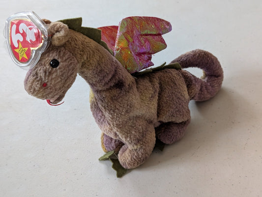 Scorch the Dragon - Ty Beanie Babies (Brown, Purple, Green, 1998, Plush Toy)
