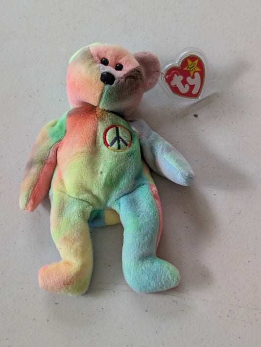 Peace the Bear - Ty Beanie Babies (Tie-Dye 1996, Plush Toy)