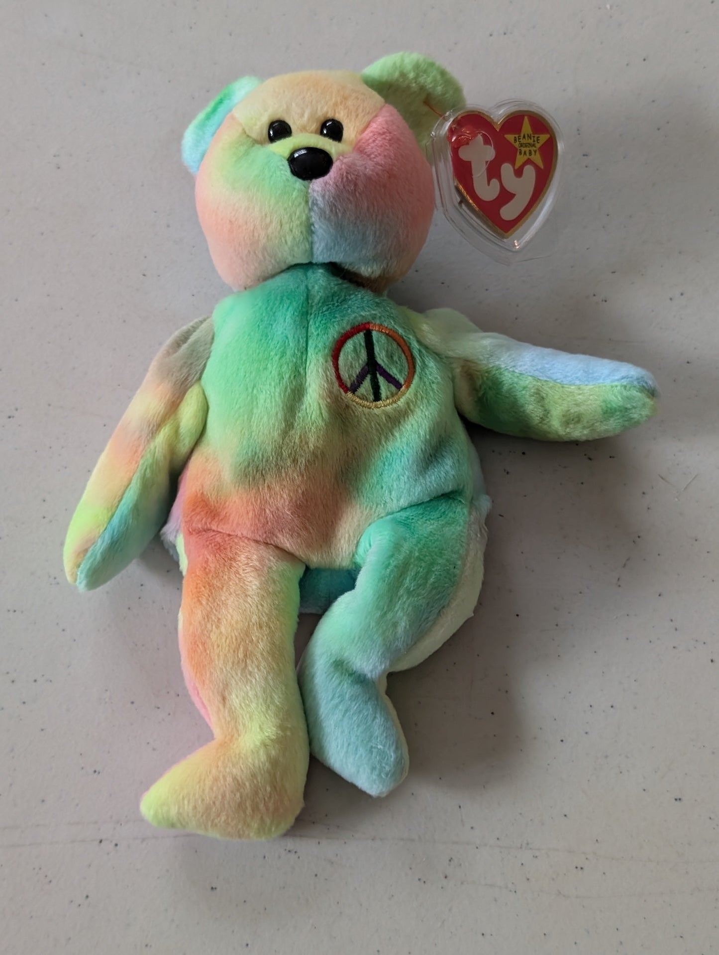 Peace the Bear - Ty Beanie Babies (Tie-Dye, 1996 Plush Toy)
