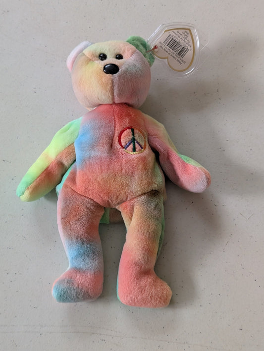Peace the Bear - Ty Beanie Babies (Tie Dye, 1996, Plush Toy)