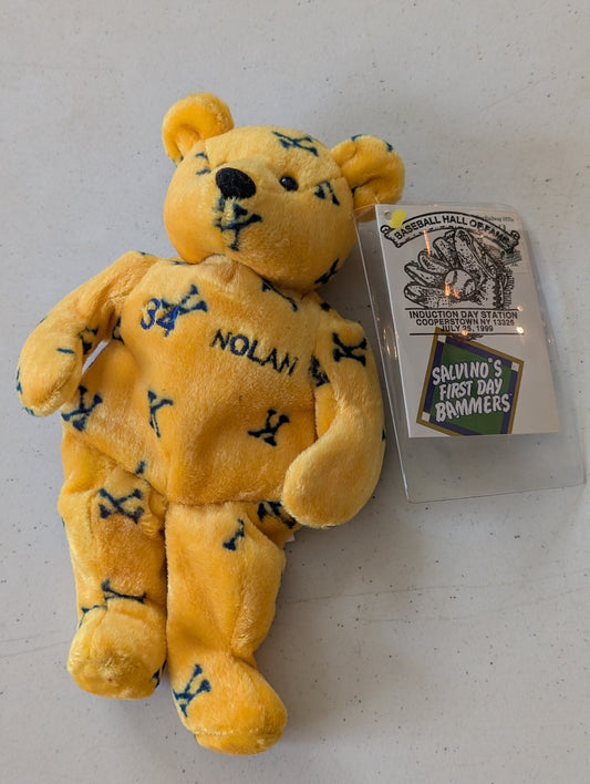 Nolan Ryan Bear - Salvino's Bammers (Yellow, 1999, Plush Toy)