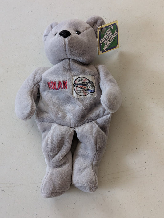 Nolan Ryan Bear - Salvino's Bammers (Gray, 1998, Plush Toy)