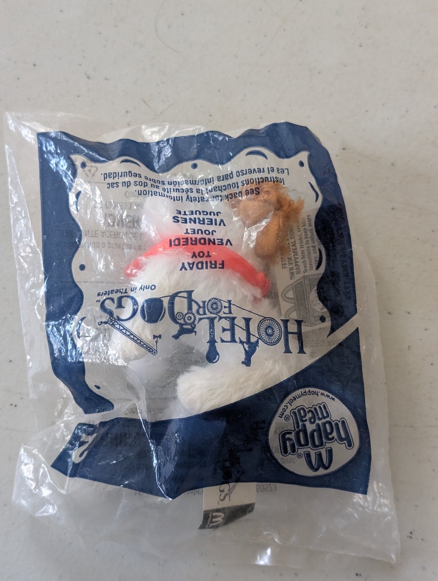 Hotel for Dogs - Friday - McDonald's Happy Meal Toy (White Brown, Red, 2009, Plush Toy)