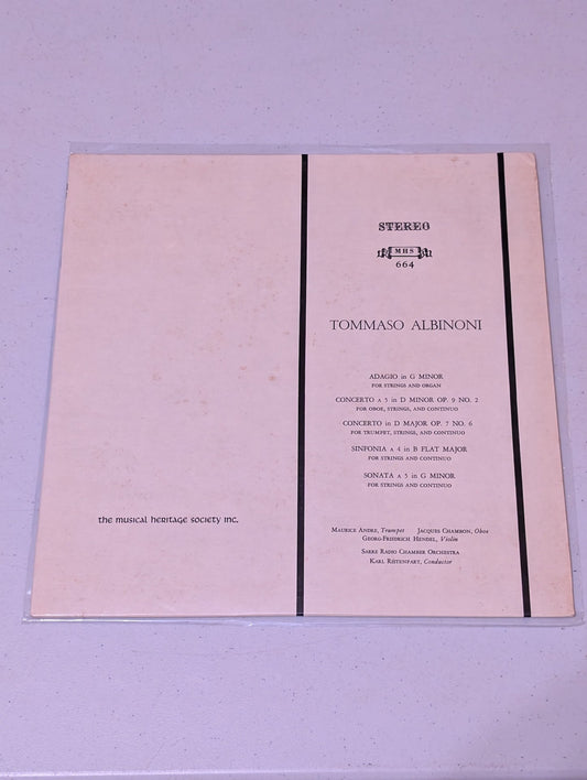 Tommaso Albinoni - Adagio in G Minor, Concerto in D Minor, etc. (Classical, LP, 1968)