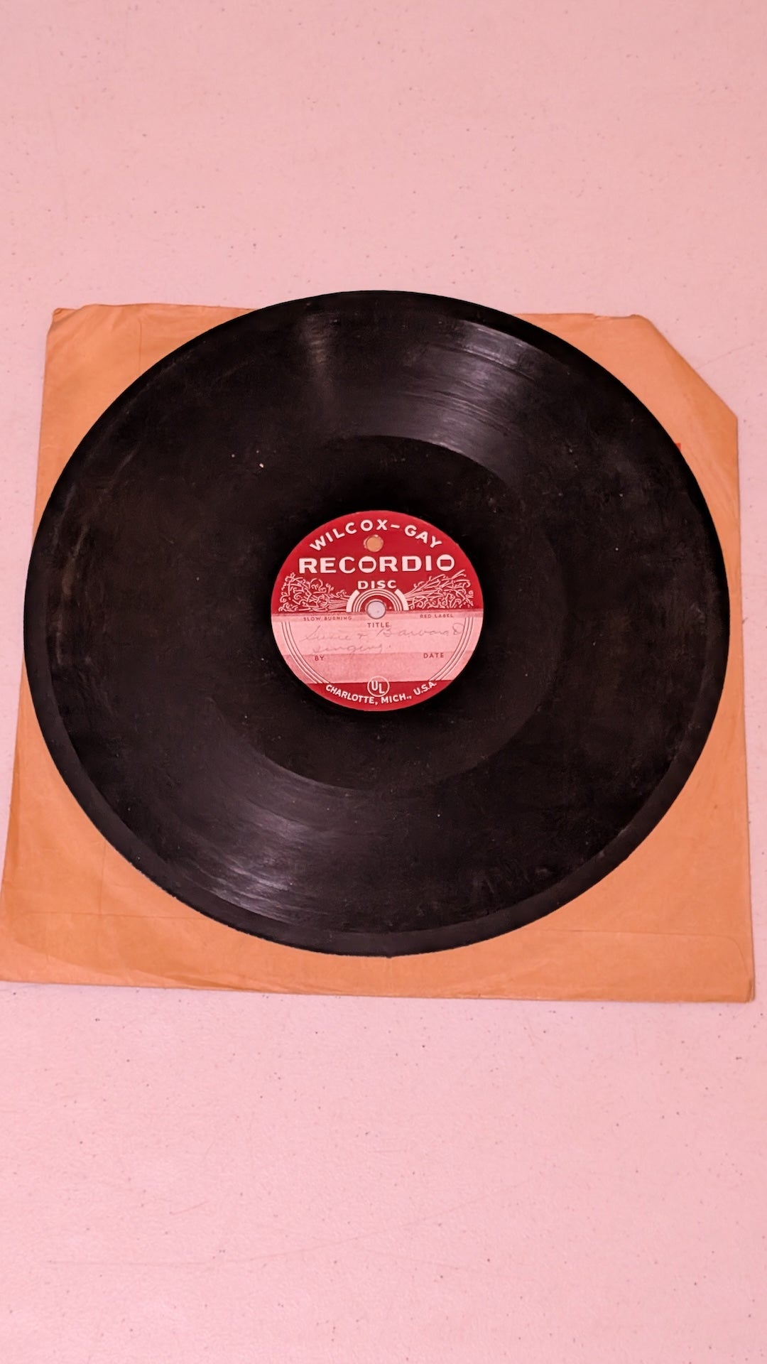 Unidentified Artist - Unidentified Title (Red Label Personal Recording) (Unknown, 78 RPM Record, Unknown)