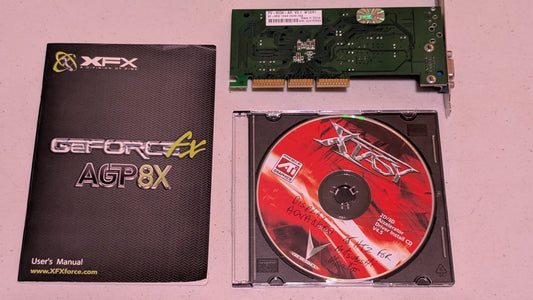 GeForce FX AGP8X from XFX - 2000s Computer Components (PCB, Metal, Plastic, Paper Video Card, Retro Tech, Gamer Aesthetic, Green, Black)