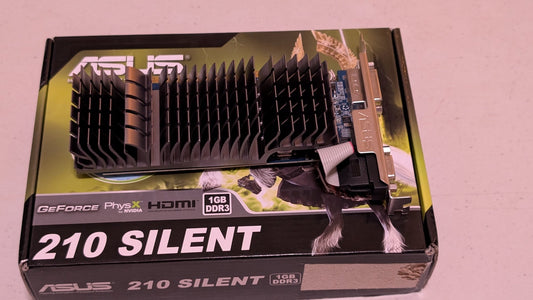 210 SILENT from ASUS - 2010s Computer Components (PCB, Aluminum, Metal Video Card, Industrial, Modern, Blue, Black)