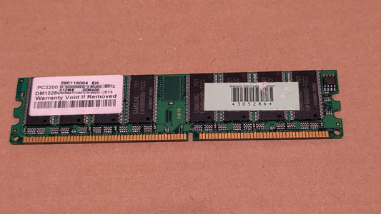 512MB DDR PC3200 from Samsung - 2000s Computer Components (PCB, Silicon RAM, Utilitarian, Retro Tech, Green, Black, Silver)