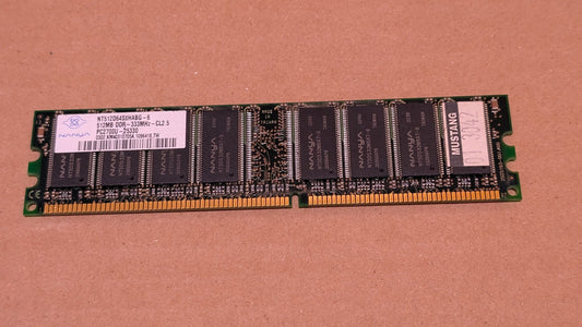 512MB DDR PC2700 from Nanya - 2000s Computer Components (PCB, Silicon RAM, Utilitarian, Retro Tech, Green, Black, Silver)