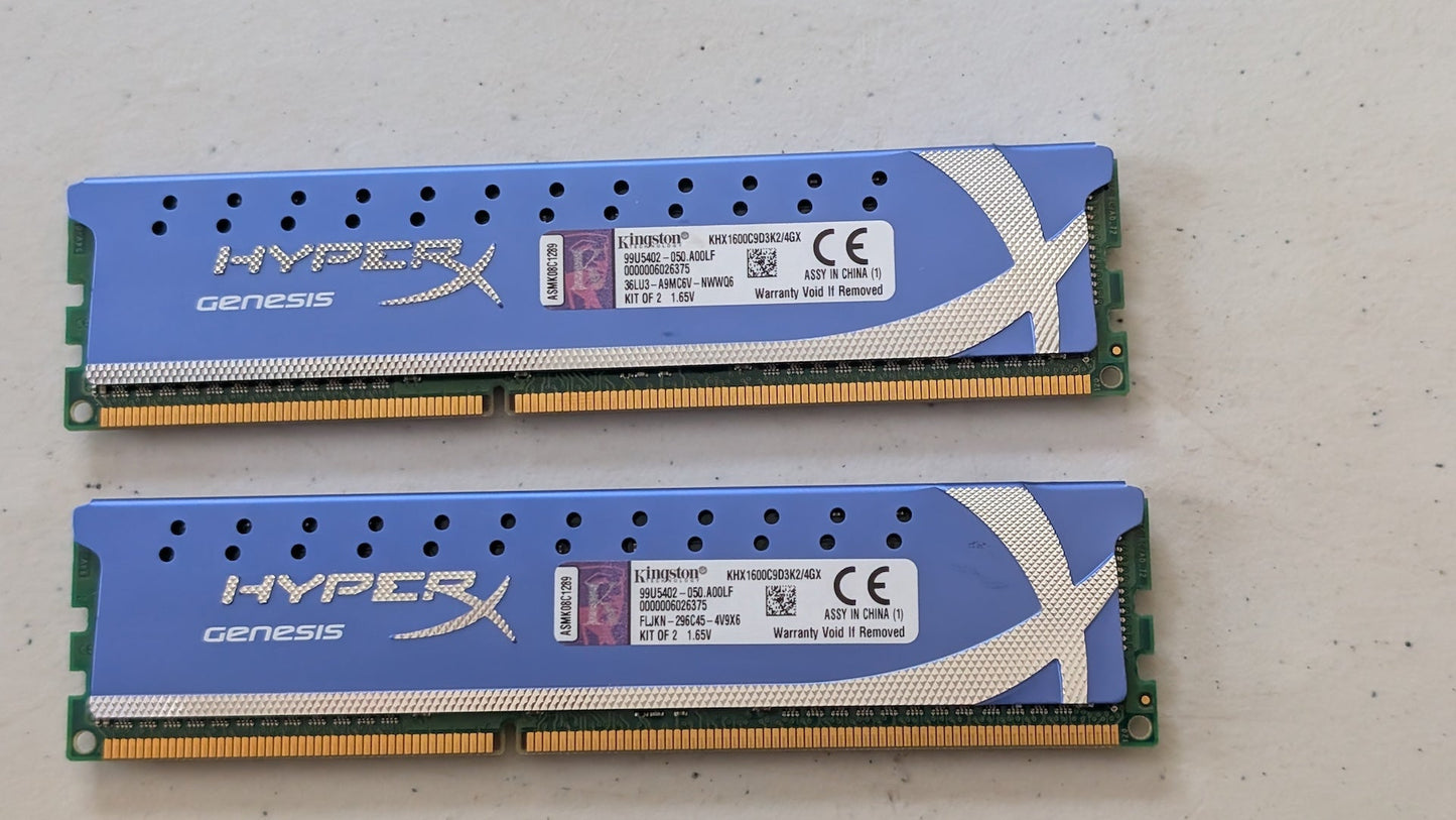 HyperX Genesis (KHX1600C9D3K2/4GX) from Kingston - 2010s Computer Components (Metal, PCB, Silicon RAM, Gamer Aesthetic, Blue, Silver, Green)