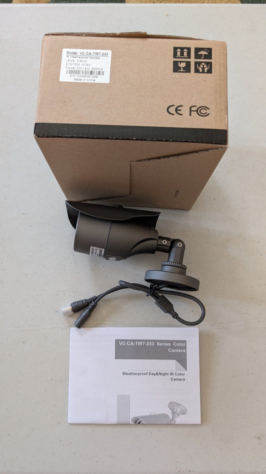 VC-CA-TIR7-233 from Unbranded/Generic - 2010s Security (Metal, Plastic, Glass Security Camera, Utilitarian Industrial, Gray, Black)