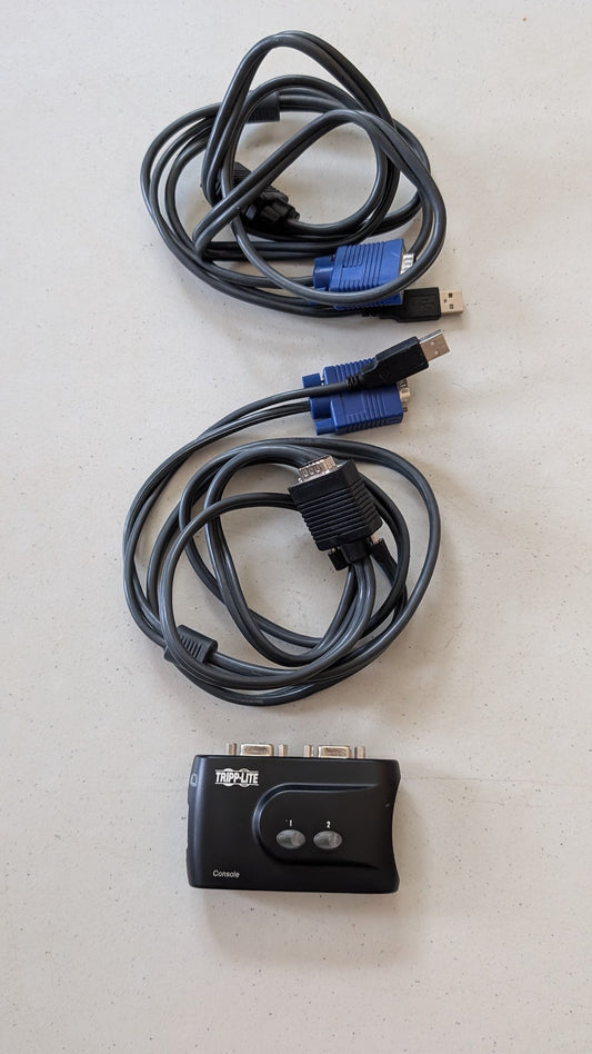 Compact USB KVM Switch from Tripp-Lite - 2000s Peripherals (Plastic, Metal, Rubber KVM Switch, Utilitarian, Black, Blue)