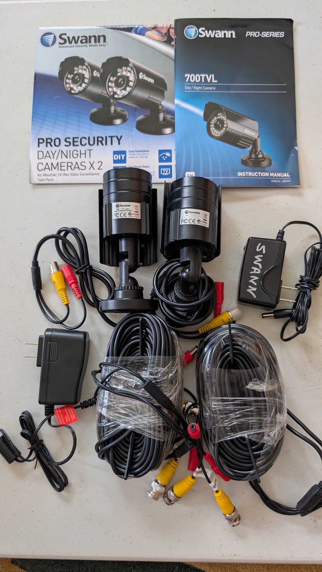 PRO-SERIES 700TVL Day/Night Cameras x2 from Swann - 2010s Security (Plastic, Metal, Glass Security Camera Kit, Utilitarian, Industrial, Black, Yellow, Red)