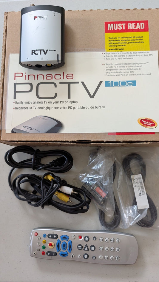 PCTV 100e from Pinnacle - 2000s Peripherals (Plastic, Metal External TV Tuner, Retro Tech, Silver, Black)
