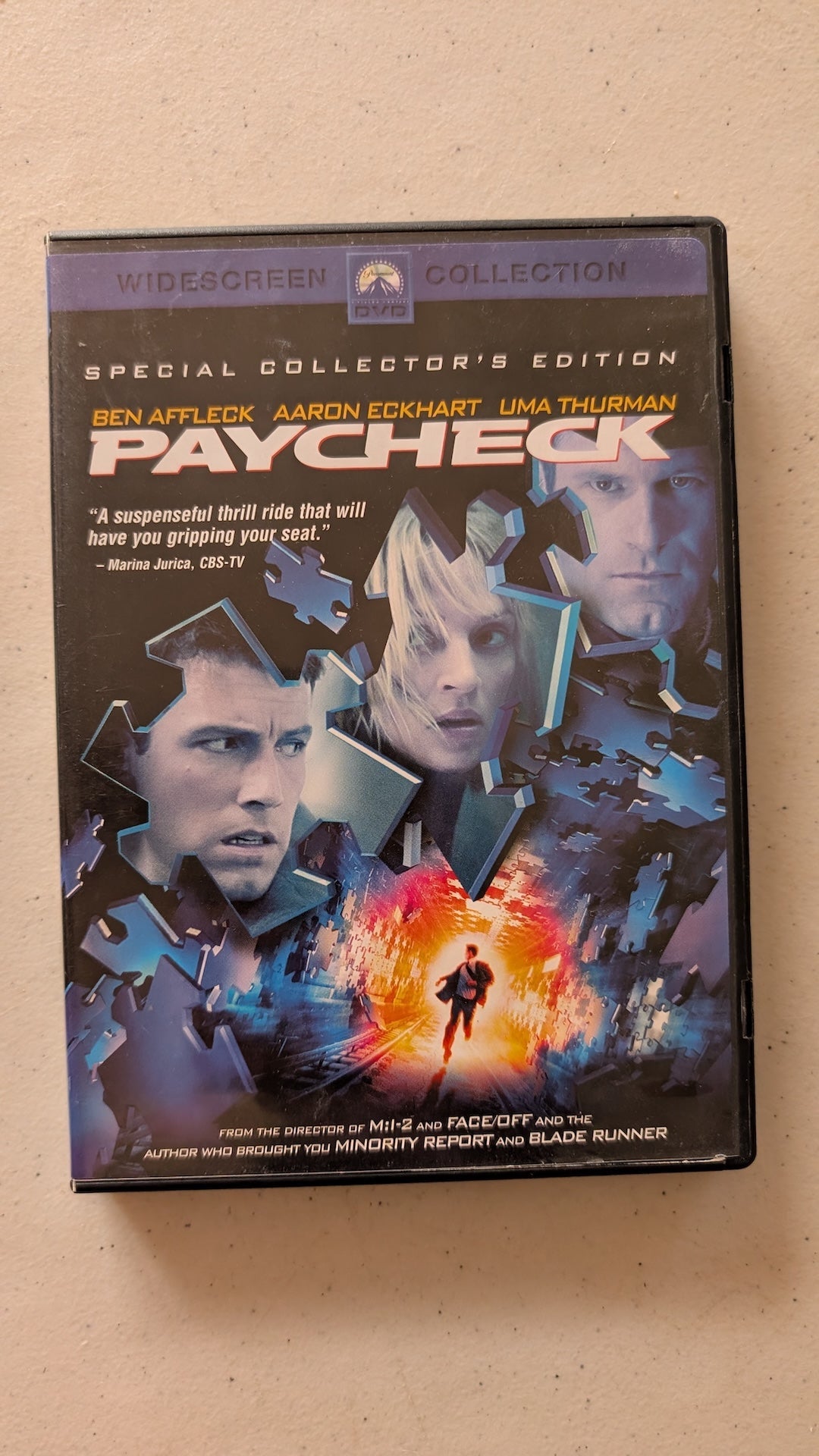 Paycheck (DVD, 2003, PG-13) Ben Affleck, Aaron Eckhart, Uma Thurman