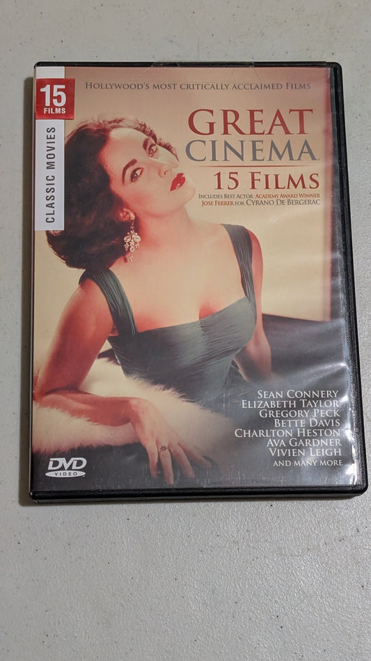 Great Cinema 15 Films (DVD, Various, Not Rated) Sean Connery, Elizabeth Taylor, Gregory Peck, and others