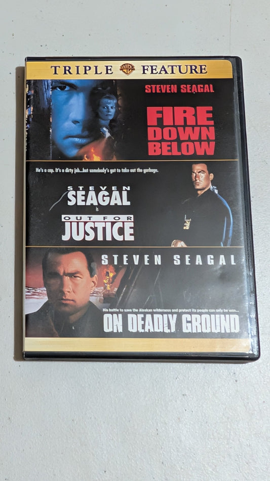 Fire Down Below / Out for Justice / On Deadly Ground (DVD, 1997 / 1991 / 1994, R / R / R) Steven Seagal, Marg Helgenberger; Steven Seagal, William Forsythe; Steven Seagal, Michael Caine