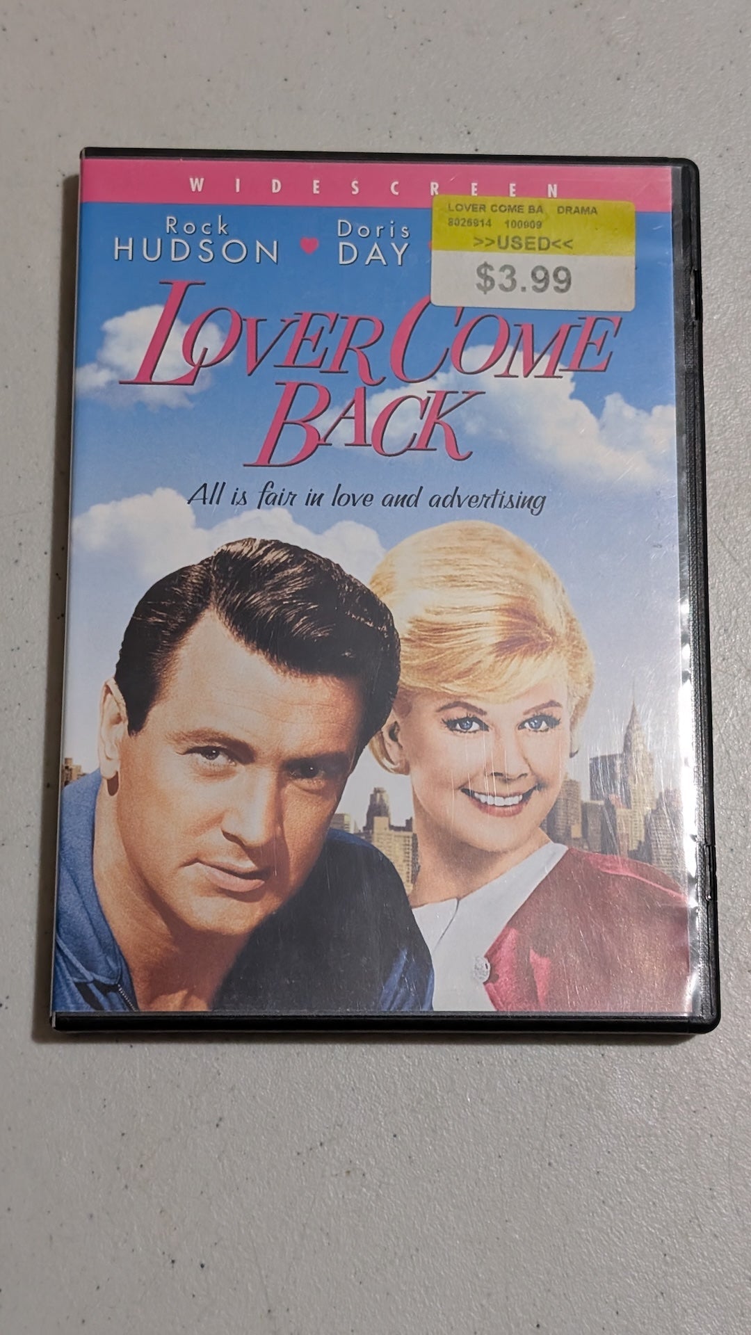 Lover Come Back (DVD, 1961, Not Rated) Rock Hudson, Doris Day, Tony Randall