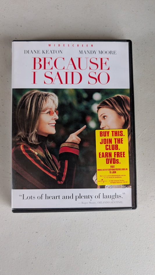 Because I Said So (DVD, 2007, PG-13) Diane Keaton, Mandy Moore, Gabriel Macht