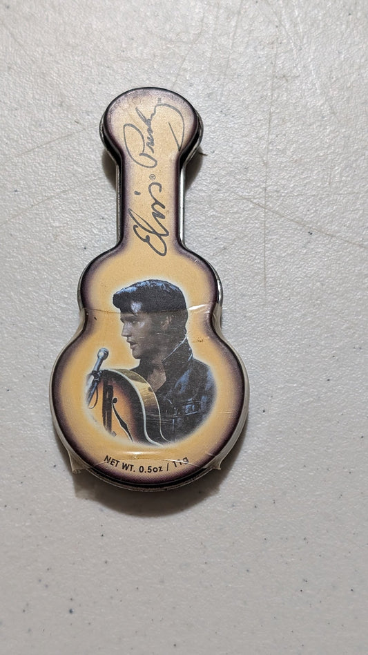 Elvis Presley Guitar Tin from Unknown - 1990s Collectibles (Tin Collectible Tin, Music Memorabilia, Gold, Brown, Black, Collectable, Vintage, Original)