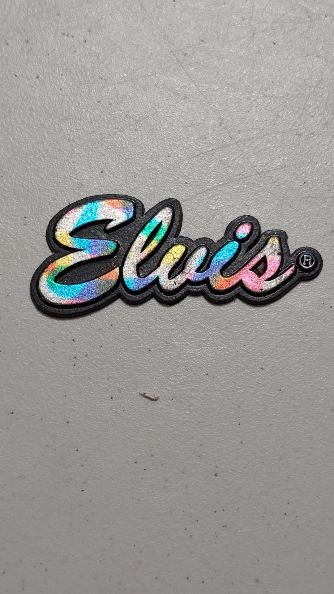 Prismatic Elvis Logo Magnet from Unknown - 1980s Collectibles (Magnet, Retro, Pop Culture, Black, Prismatic, Collectable, Vintage, Original)