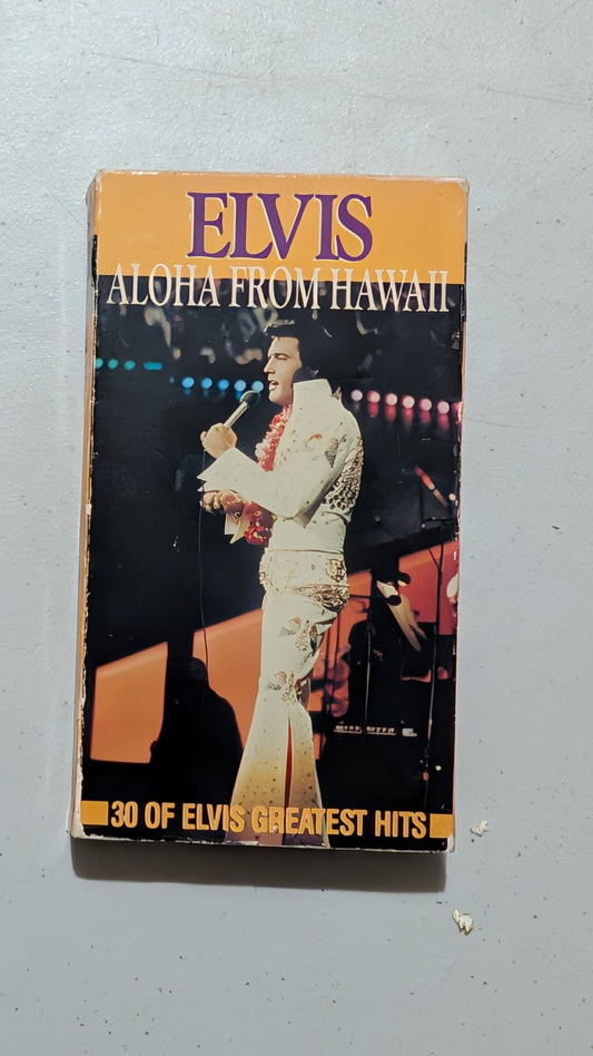 Aloha from Hawaii from RCA - 1980s Media (Cassette, Plastic, Cardboard Cassette Tape, Music Memorabilia, Retro, Orange, Black, Purple, Collectable, Vintage, Original)
